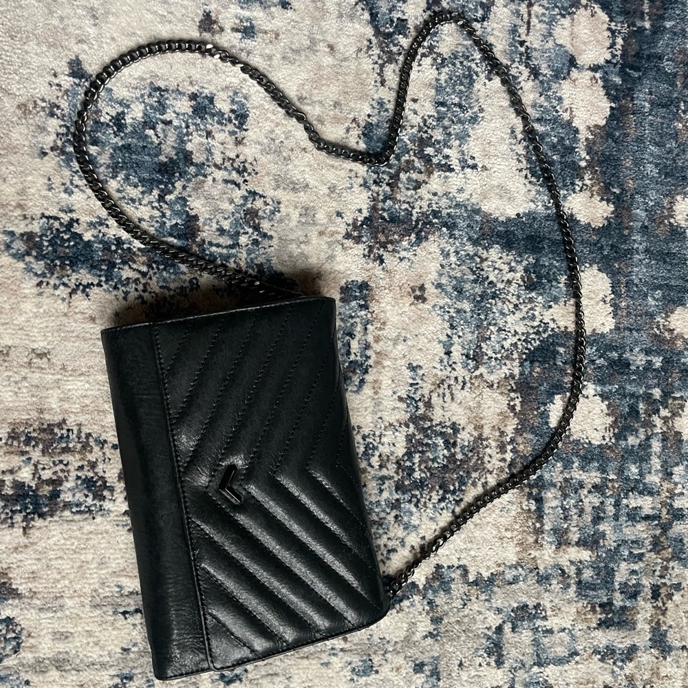 Botkier Black Quilted Calfskin Leather Soho Chain Wallet